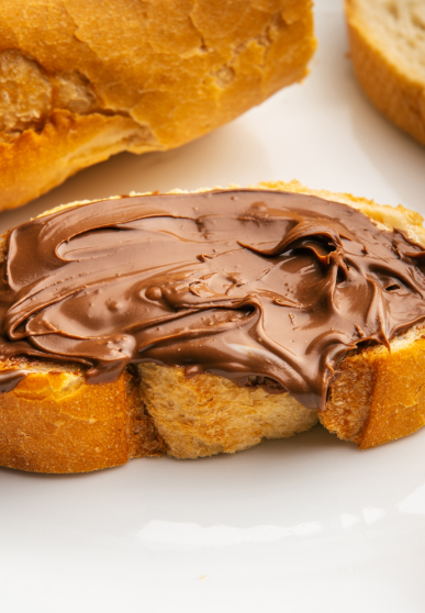 Een boterham met choco. Lekker!